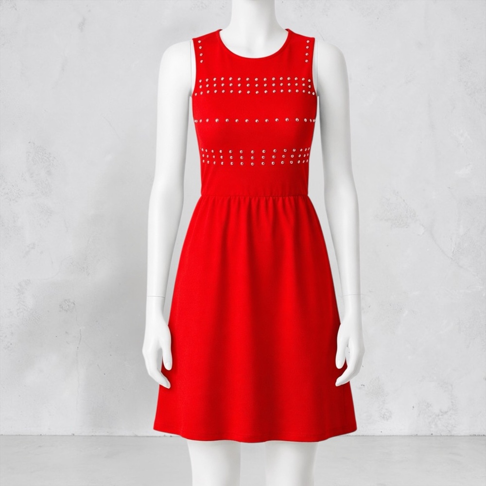 One Clothing Vibrant Red Studded Mini Dress